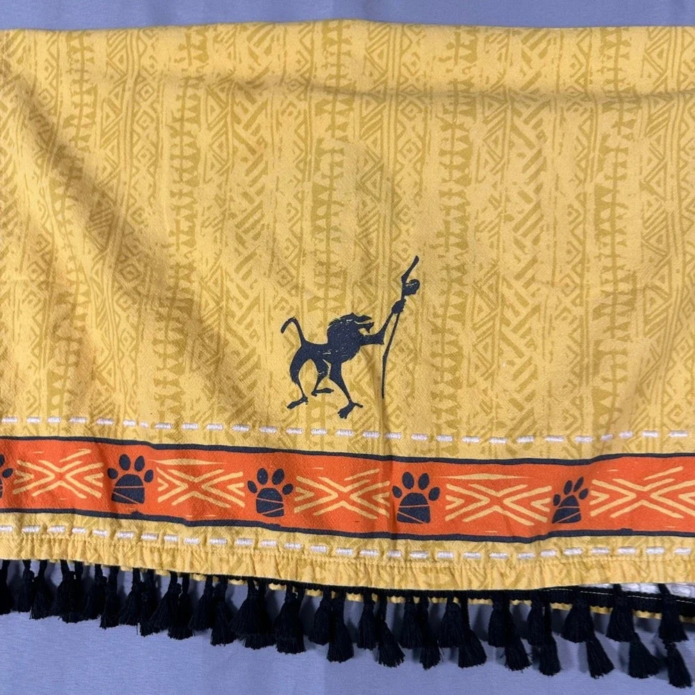 Vintage Disney Lion King Simba Rafiki Yellow Tribal Tassel Wall Hanging 19x27
